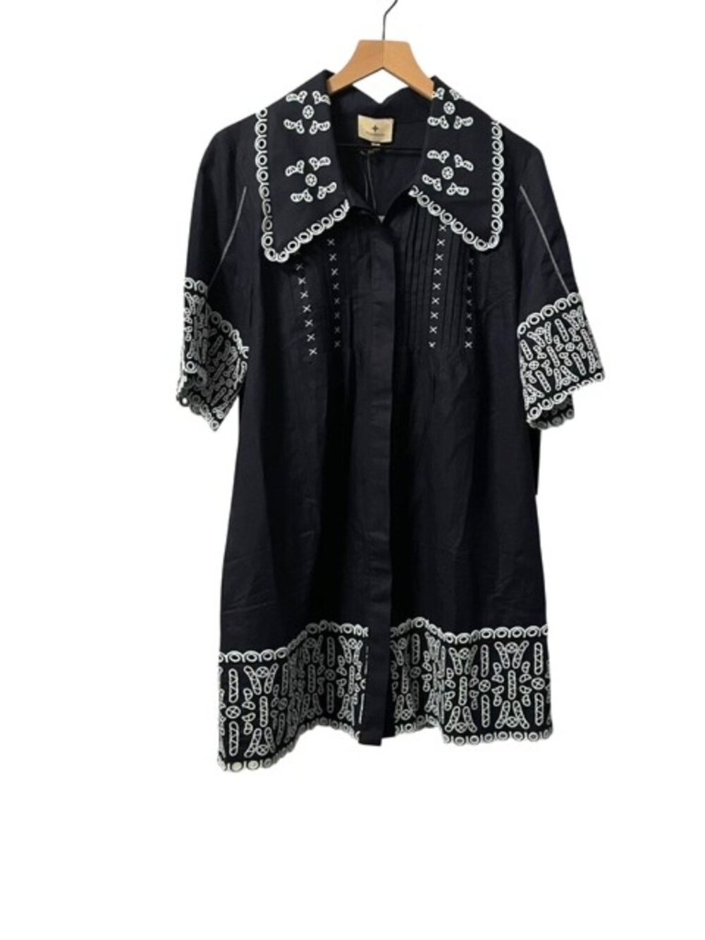 NWT Tuckernuck Linen Eyelet Delphine Mini Dress Navy Size Large Resort Beach - Picture 5 of 16